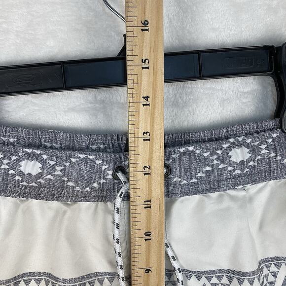 Micros Mens L White Gray Aztec Geometric Palms Swim Trunks Board Surf Shorts - Picture 9 of 11